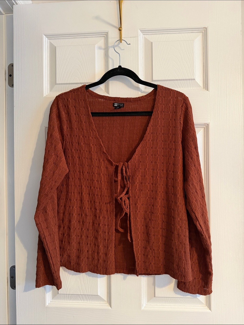 Billabong Rust Brown Knit Tie-Front Hoodie
